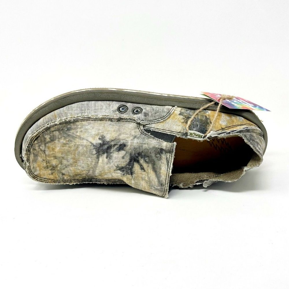 Sanuk Men's Tie-Dye Canvas Slip-On Loafers in Washed Gray and Tan - Picture 4 of 5